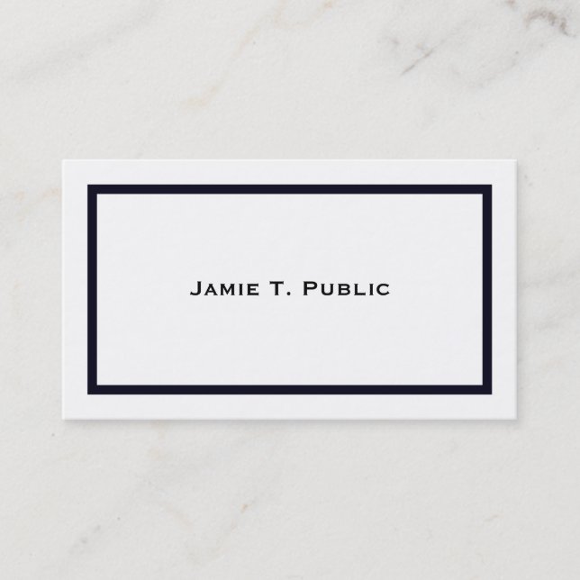 Simplicity: Blue Banded Frame, White Background Business Card (Front)