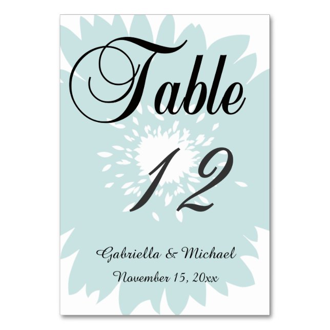 Simplicity Blue Flower Table Number (Front)