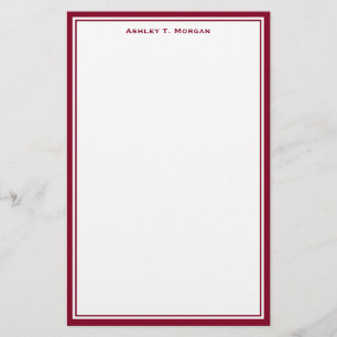 Simplicity Burgundy White Personalised Stationery
