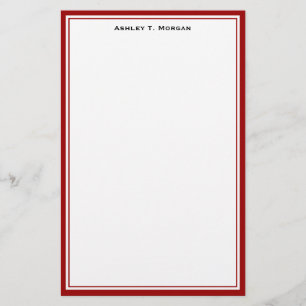 Simplicity Deep Red White Personalised Stationery