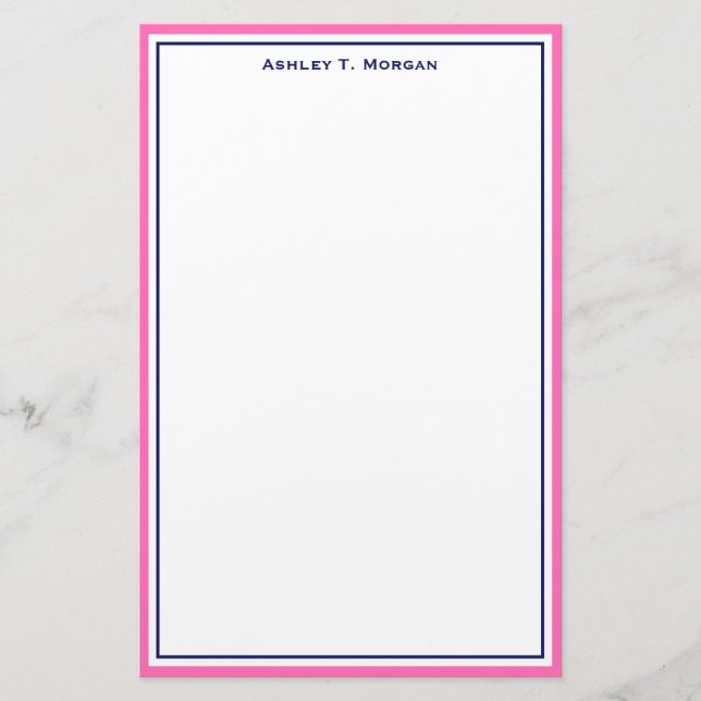 Simplicity DIY Frame & BG, Hot Pink Blue White Stationery (Front)