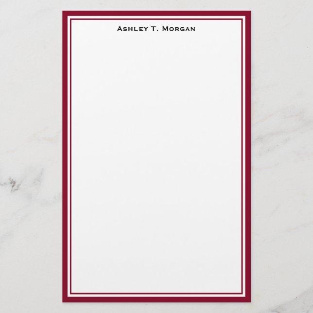Simplicity DIY Frame White Personalised Burgundy Stationery (Front)