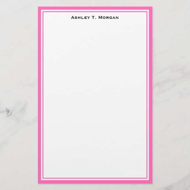 Simplicity DIY Frame White Personalised Hot Pink Stationery (Front)