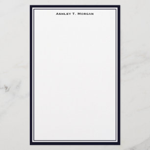 Simplicity Dk Blue / White Personalised Stationery