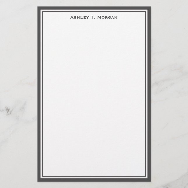 Simplicity Dk Grey / White Personalised Stationery (Front)