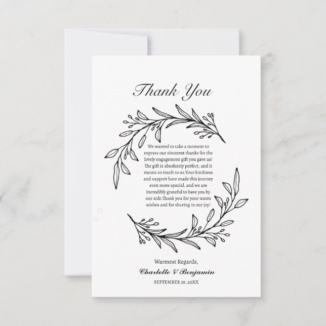Simplicity Elegance Engagement Gift Thank You Card (Front)