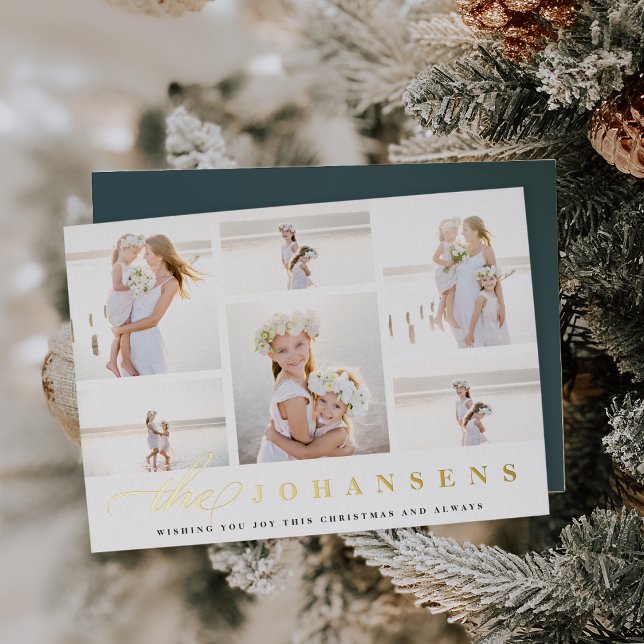 Simplicity | Elegant Photo Collage Foil Holiday Card (Creator Uploaded)