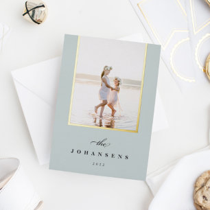 Simplicity Elegant Vertical Photo Foil Holiday Card