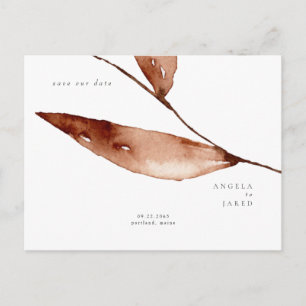 Simplicity Fall Watercolor Foliage Save our Date Announcement Postcard