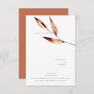 Simplicity Fall Watercolor Foliage Terracotta Save The Date
