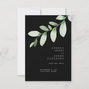 Simplicity & Foliage Black Wedding Save our Date  Save The Date