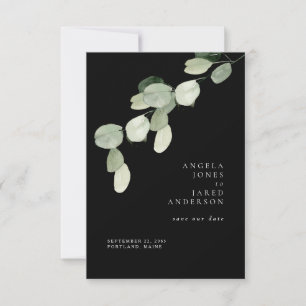 Simplicity & Foliage Black Wedding Save The Date
