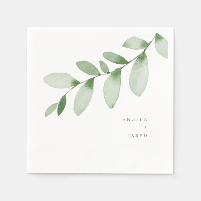Simplicity & Foliage Wedding Custom Cocktail Napki Napkin (Front)