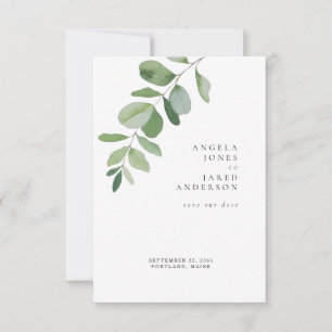 Simplicity & Foliage White Wedding Save The Date
