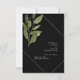 Simplicity & Greenery Black Wedding Save The Date