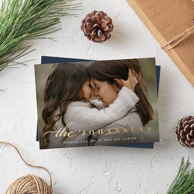 Simplicity | Horizontal Photo Foil Holiday Card (Creator Uploaded)