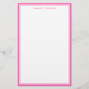 Simplicity Hot Pink White Personalised Stationery
