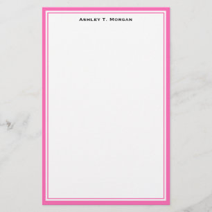 Simplicity Hot Pink White Personalised Stationery