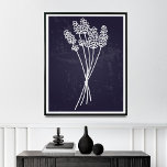Simplicity in Bloom White Line Flower Drawing Poster<br><div class="desc">This minimalist,  single white line drawing of a flower on a blue background is a subtle yet sophisticated addition to any space. Its serene blue background and intricate,  single line drawing add a touch of natural elegance to your walls. It's perfect for those who appreciate clean and simple designs.</div>