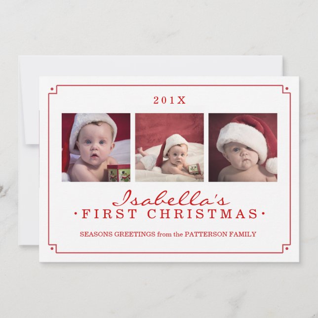 Simplicity in Red Baby's 1st Christmas Photo Card (Front)