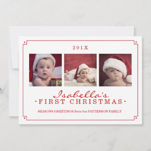 Simplicity in Red Baby's 1st Christmas Photo Card
