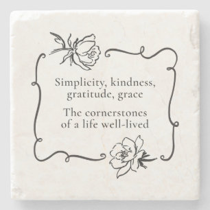 Simplicity, Kindness, Gratitude, Grace Stone Coaster