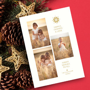 Simplicity Minimal 3 Photos Family Collage Holiday Card