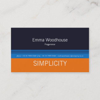 Simplicity Navy Blue & Orange Business Card