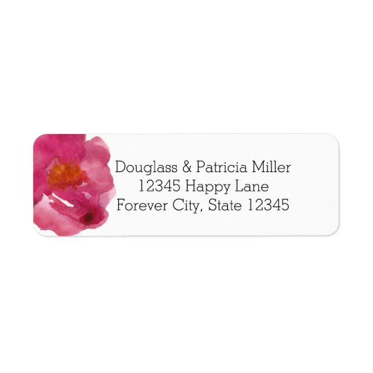 Simplicity Pink Roses Watercolor Return Address Label