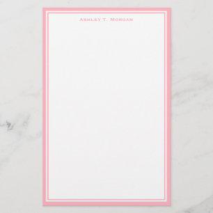 Simplicity Pink White Personalised Stationery
