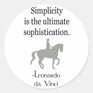 Simplicity Quote With Dressage Horse Classic Round Sticker