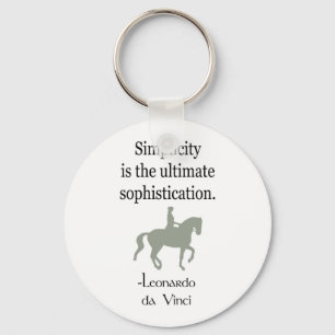 Simplicity Quote With Dressage Horse Key Ring