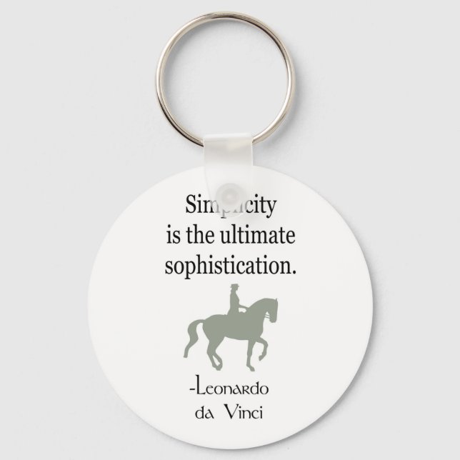 Simplicity Quote With Dressage Horse Key Ring (Front)