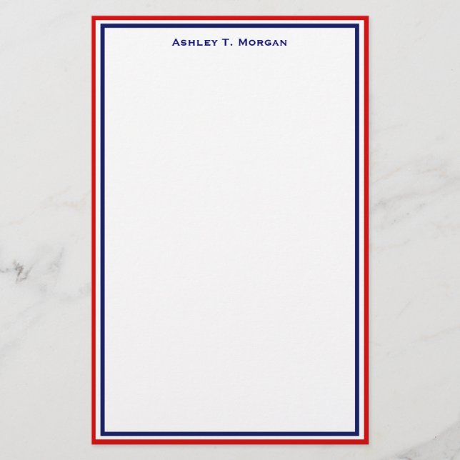 Simplicity Red White Blue Personalised Stationery (Front)