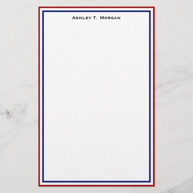 Simplicity Red White Blue Personalised Stationery (Front)