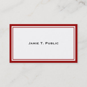 Simplicity: Red & White Frame, White Background Business Card