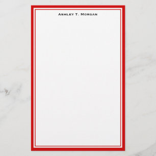 Simplicity Red White Personalised Stationery