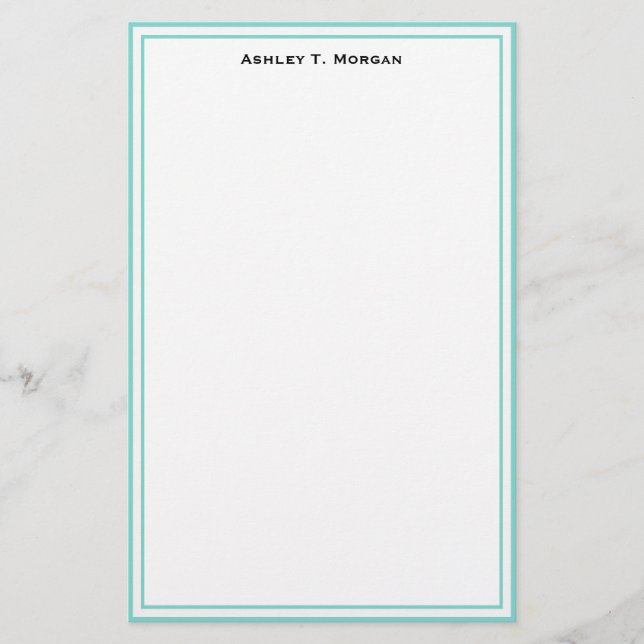 Simplicity Robin Egg White Personalised Stationery (Front)