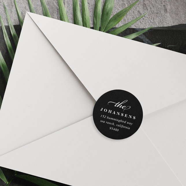 Simplicity Round Return Address Sticker | Black (Creator Uploaded)