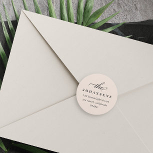 Simplicity Round Return Address Sticker   Blush