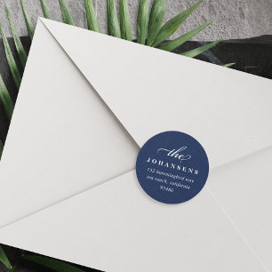 Simplicity Round Return Address Sticker   Navy
