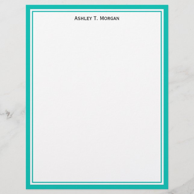 Simplicity Teal White Personalised Letterhead (Front)