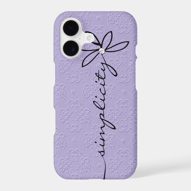 Simplicity Text on Purple Embossed Pattern (Back)