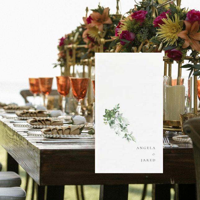 Simplicity & Watercolor Ivy Wedding Couple Names  Napkin (Creator Uploaded)