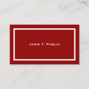 Simplicity: White Banded Frame, Red Background Business Card