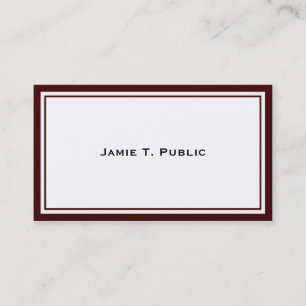 Simplicity: Wine & White Frame, White Background Business Card