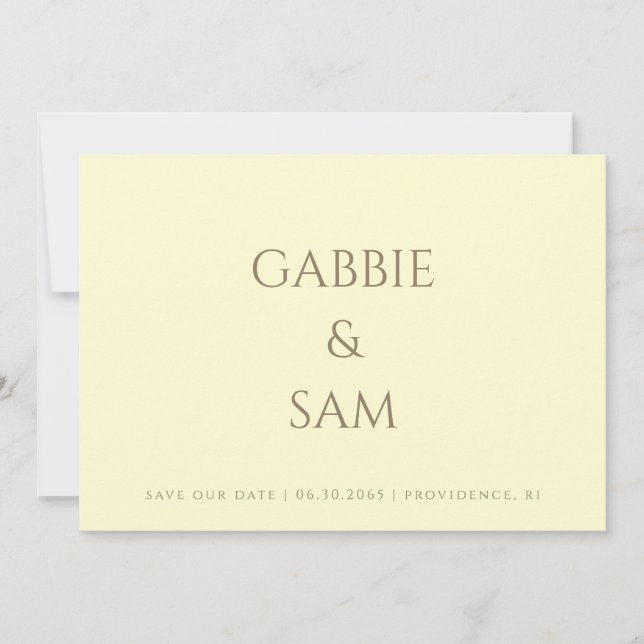 Simplicity Yellow Wedding Save our Date Invitation (Front)
