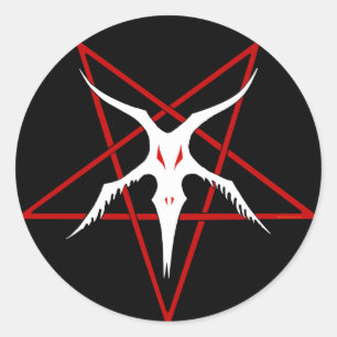 Simplified Baphomet Pentagram - Black Classic Round Sticker