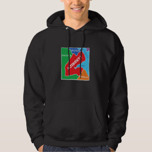 simplified Coloured Map of Djibouti, Neighbouring Hoodie