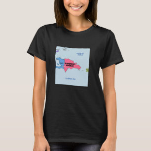 Simplified map of Dominican Republic, Neighbouring T-Shirt